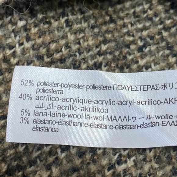 Zara Brown Wool Zebra Animal Print Turtleneck Long Sleeve Knit Sweater Top Sz L - Picture 4 of 4